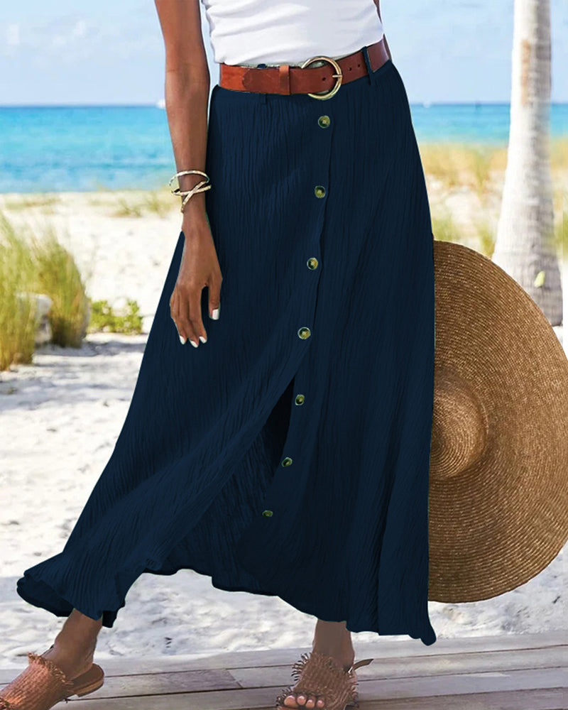 Rosalie™ | Flowing Button Skirt