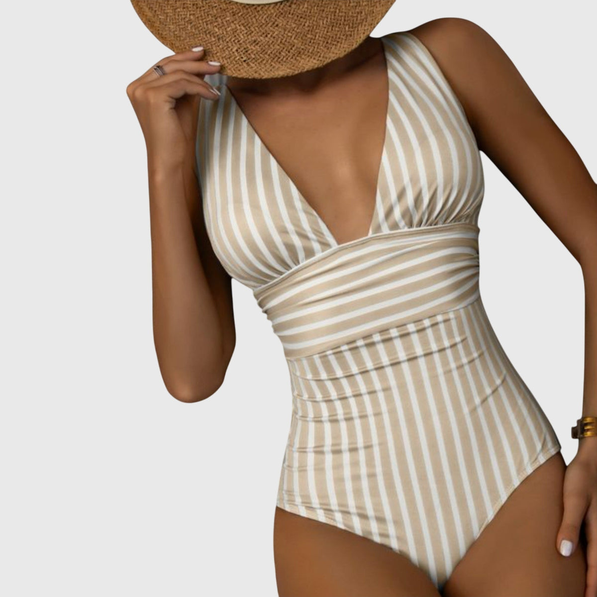Callie™ | Striped V-Neck Swimsuit
