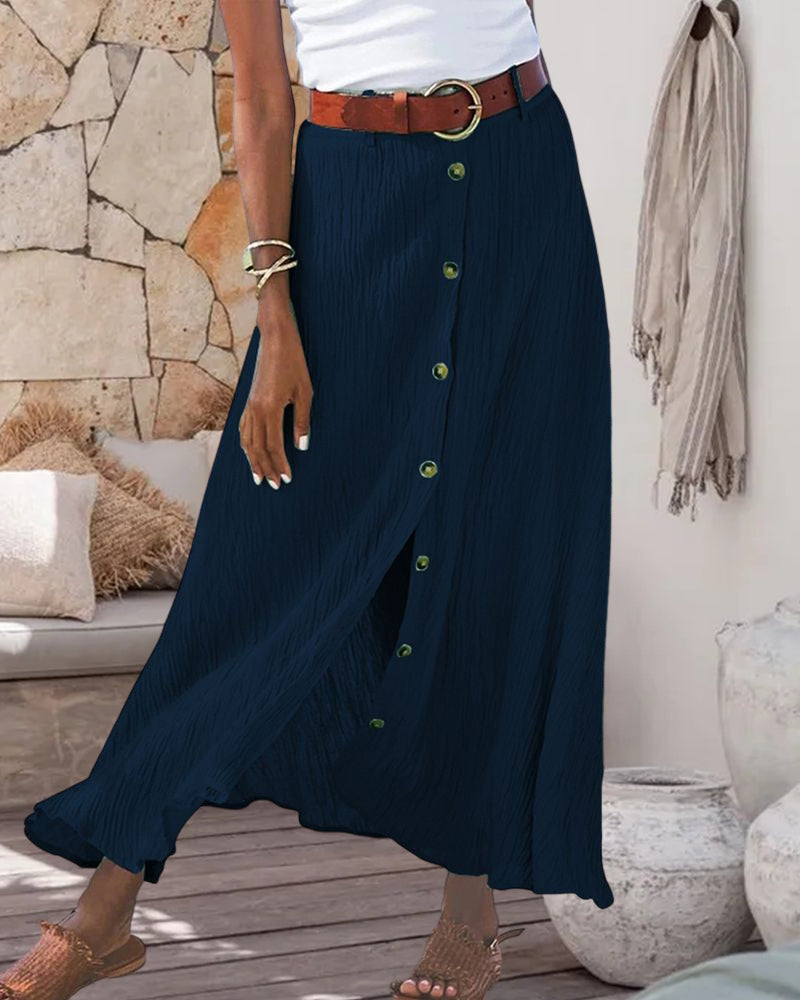 Rosalie™ | Flowing Button Skirt