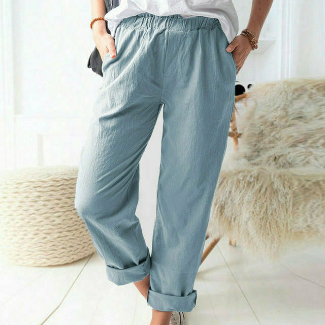 Jessica™ | Soft Textured Linen-Cotton Pants