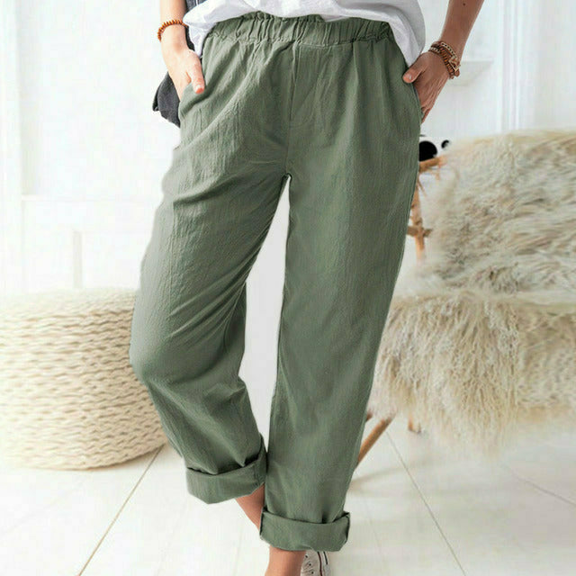 Jessica™ | Soft Textured Linen-Cotton Pants