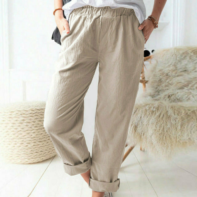 Jessica™ | Soft Textured Linen-Cotton Pants