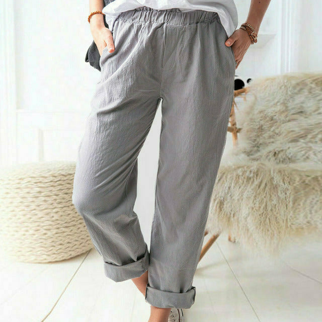 Jessica™ | Soft Textured Linen-Cotton Pants
