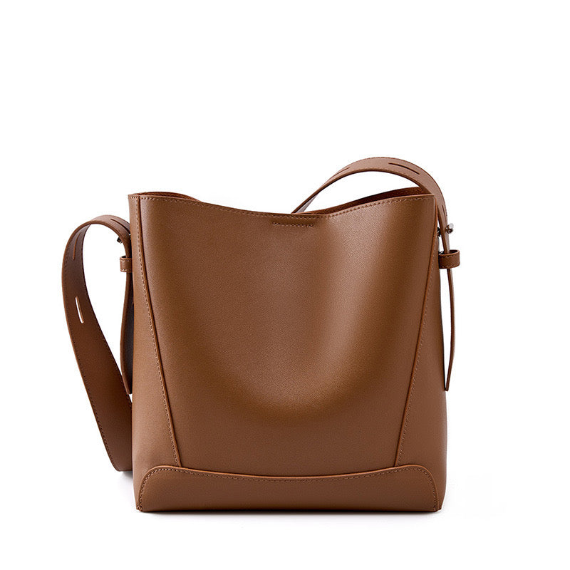 Genuine Leather Crossbody & Shoulder Oversized Bucket Bag