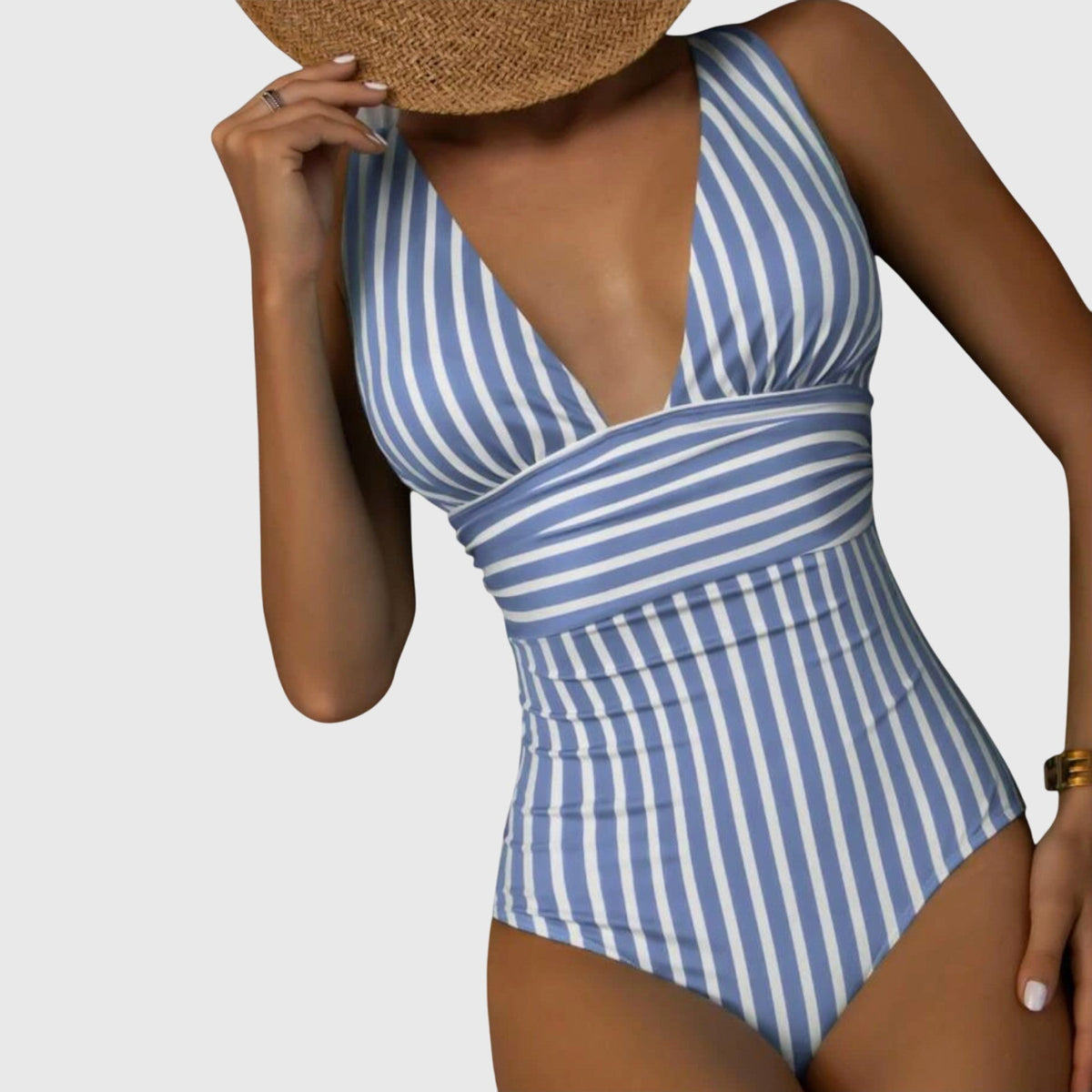 Callie™ | Striped V-Neck Swimsuit