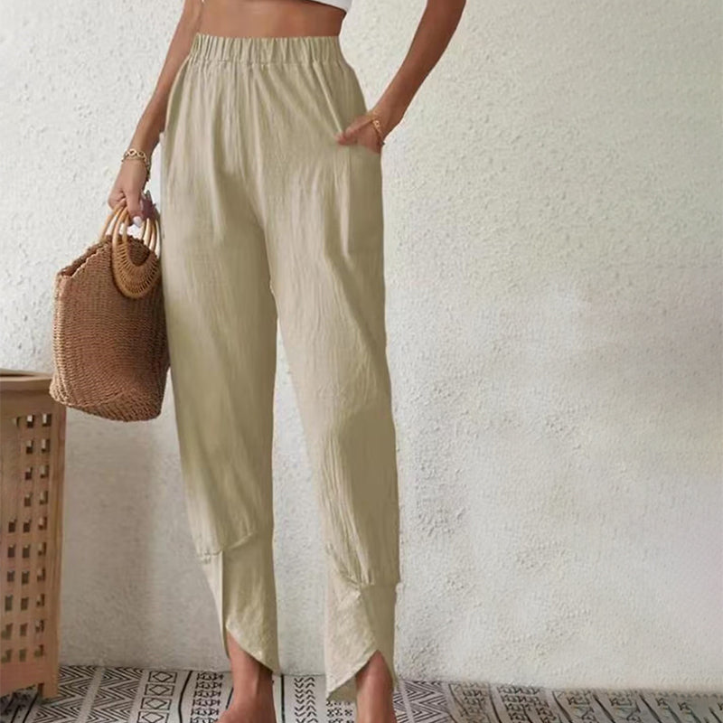 Lindsay™ | Slit-Hem Tapered Pants