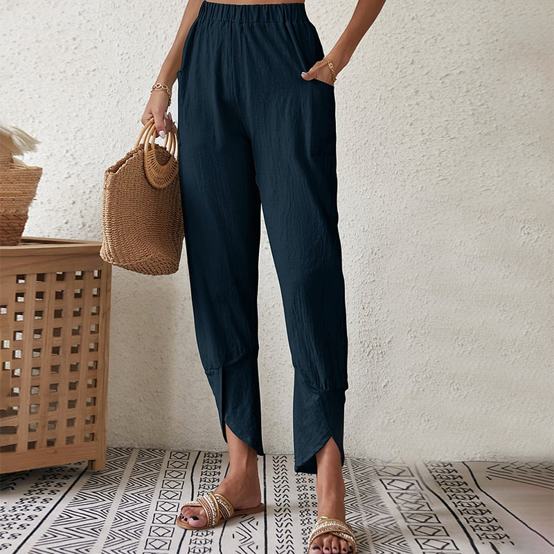 Lindsay™ | Slit-Hem Tapered Pants